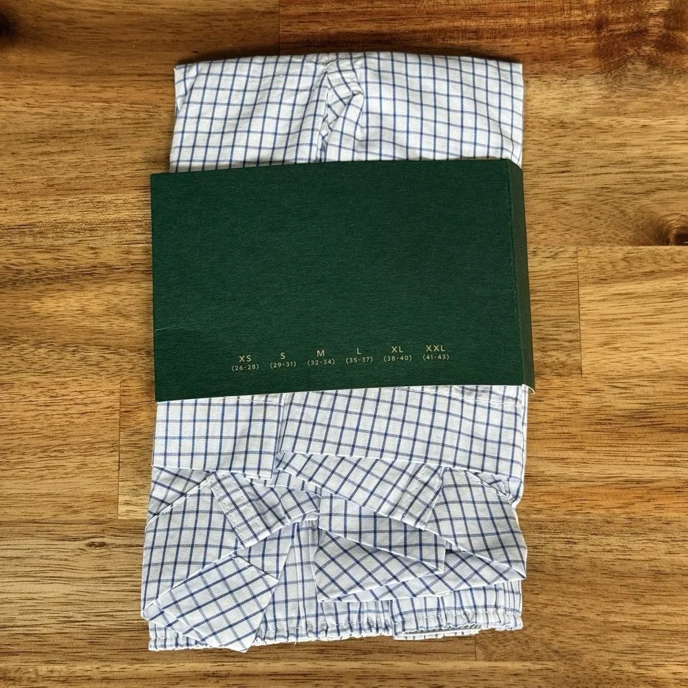 NWT J CREW Boxer Short Underwear Sz M Blue Check Classic Comfort Oarsman